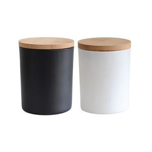 Wholesale 10oz Matte Color Candle Jar Custom Frosted Glass Candle Jars with Wooden Lid For Candle Making