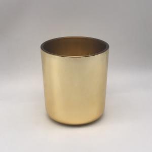 Electroplated Gold 10oz Round Shape Luxury Glass Candle Jar