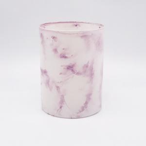 Pink Color Candle Cylinder Marbling Glass Jar For Candle Making