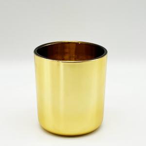 10 oz Luxury Gold Candle Jars Round Bottom Candle Glass Lids 