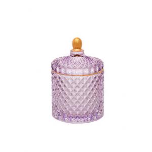 Wholesale Luxury Purple Candle Jar Glass Jar with Gold Lid 