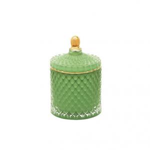 Wholesale Luxury Green Candle Jar Glass Jar with Gold Lid