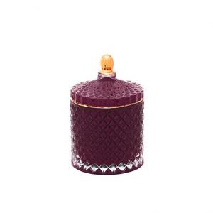 Wholesale Luxury Red Colored Candle Jar Glass Jar with Gold Lid