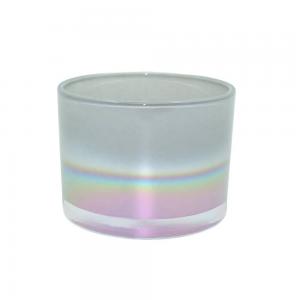  3 wick glass tumbler candle jar iridescent dark grey candle jars