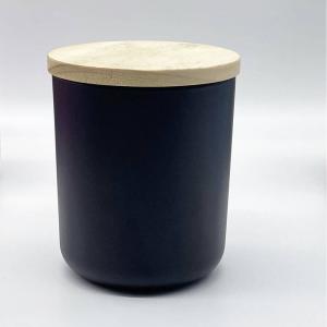 12 oz Aura Matte Black candle jar glass with wooden lid 