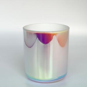 12 oz Luxury iridescent White Candle Jar Glass Holographic Candle Jar 